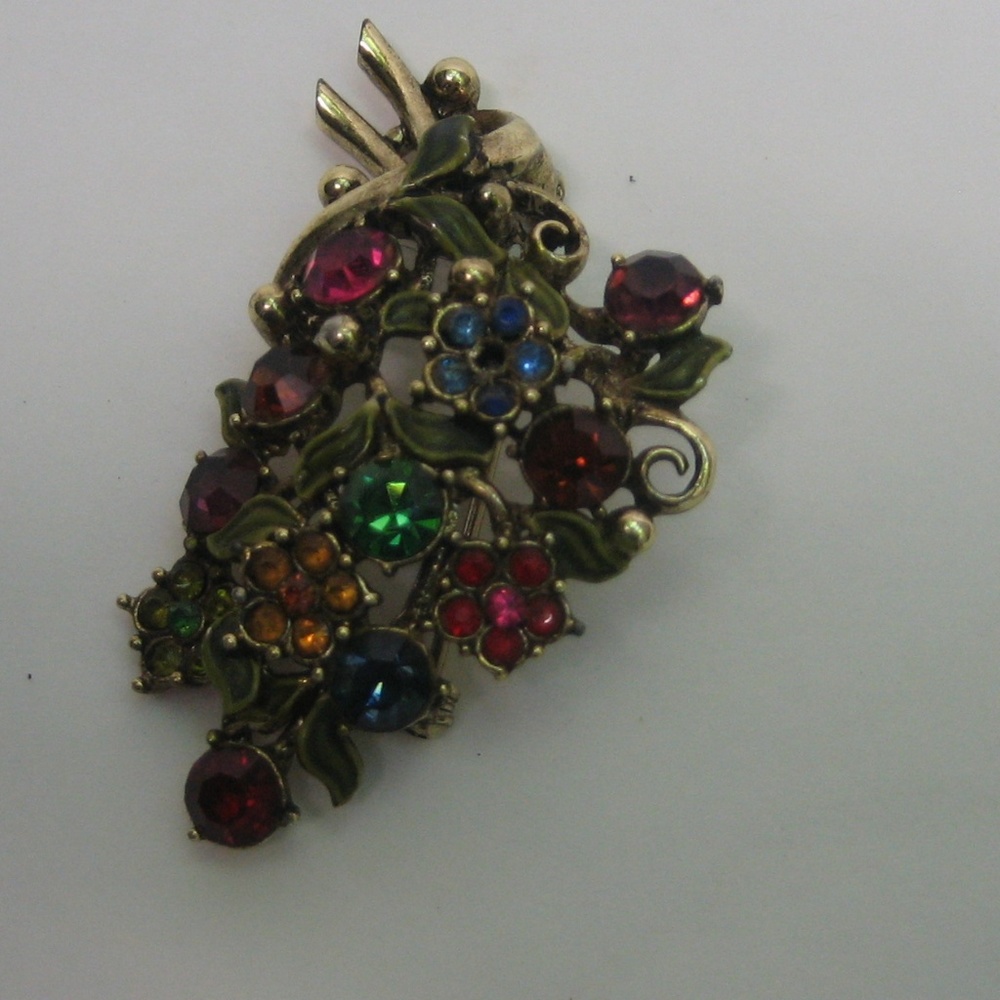 Bouquet Multi-colored Vintage Rhinestone Brooch